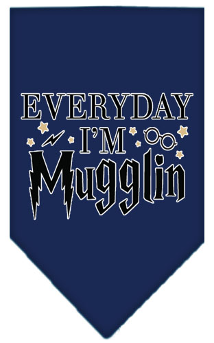 Everyday I'm Mugglin Screen Print Bandana Navy Blue Small